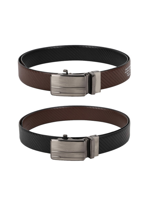 

Peter England Men Brown Textured Reversible Belt