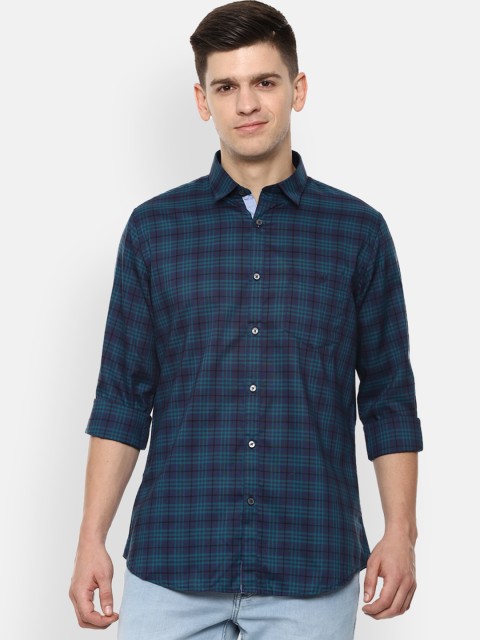 

Van Heusen Sport Men Green & Blue Slim Fit Checked Casual Shirt