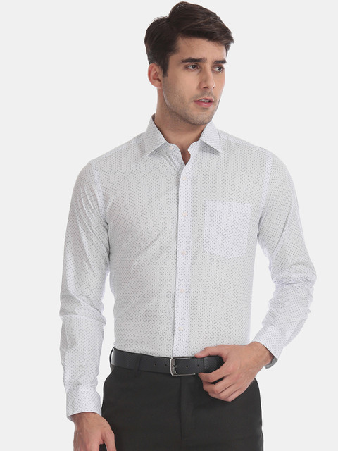 

Arrow Men White & Grey Printed Slim Fit Formal Shirt
