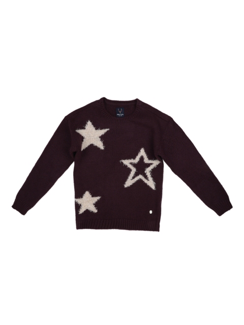 

Allen Solly Junior Girls Burgundy Self Design Pullover Sweater