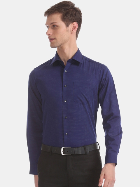 

Arrow Men Blue Slim Fit Self Design Formal Shirt