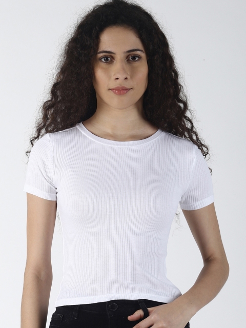 

Blue Saint Women White Ribbed Fitted Top