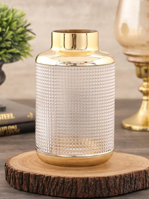 

Pure Home and Living Gold Hurricane Candle Holders, Transparent