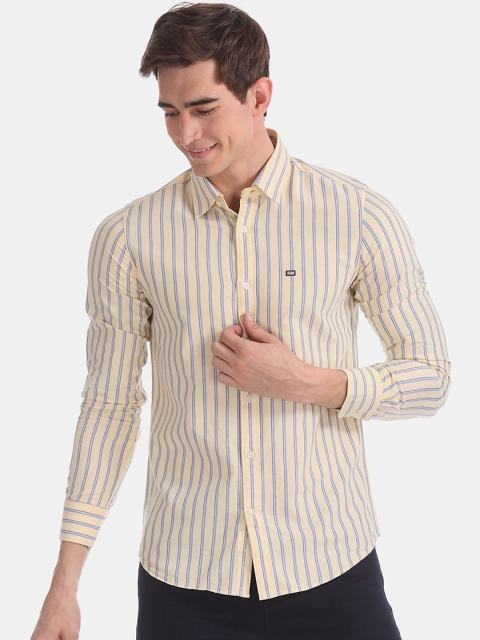 

Arrow Sport Men Yellow & Blue Slim Fit Striped Casual Shirt