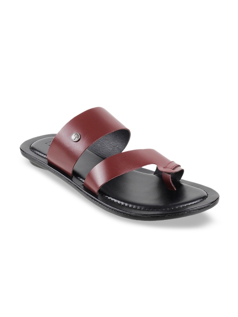 

Mochi Men Maroon & Black Comfort Leather Sandals