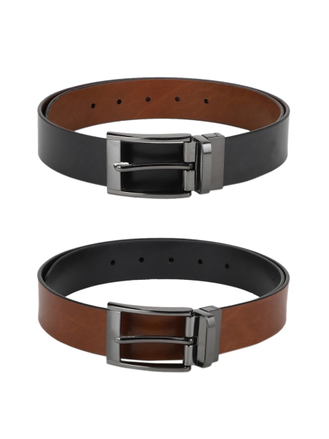 

Peter England Men Black Solid Reversible Leather Belt