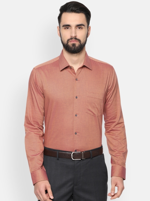 

Van Heusen Men Rust Orange Slim Fit Self Design Formal Shirt