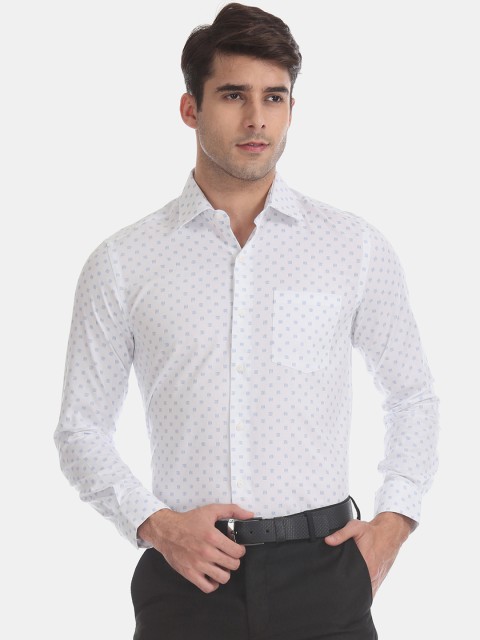 

Arrow Men White & Blue Slim Fit Printed Formal Shirt