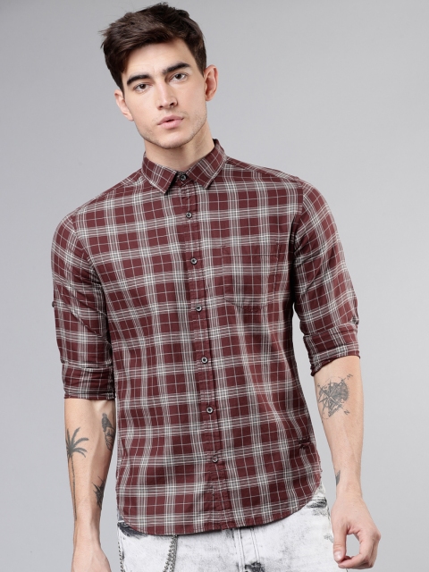 

Ecko Unltd Men Maroon & Grey Slim Fit Checked Casual Shirt