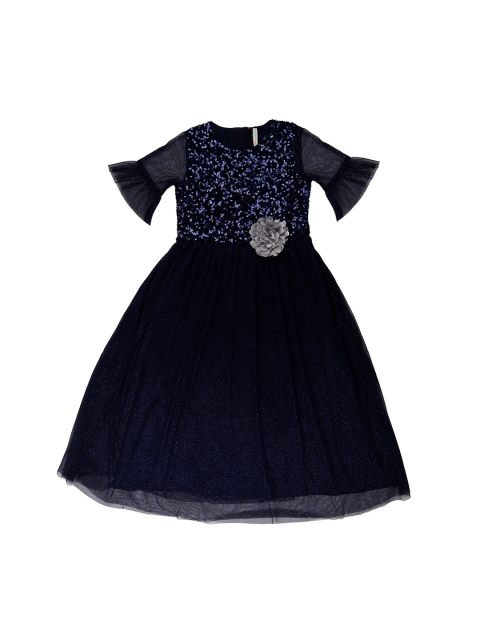 

Pantaloons Junior Girls Navy Blue Embellished Fit and Flare Dress