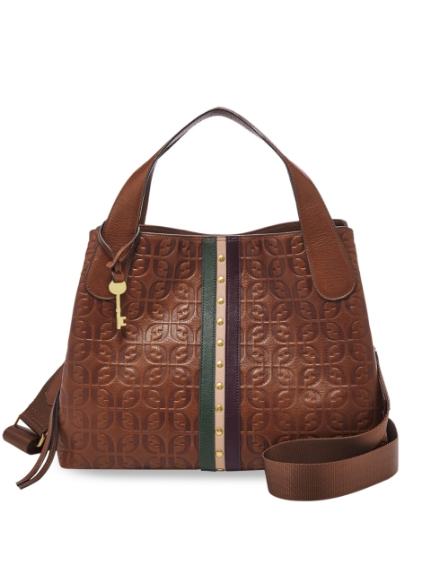 

Fossil Brown Textured Leather Satchel Bag