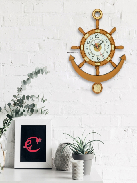 

eCraftIndia Brown & Green Round Solid Analogue Wall Clock