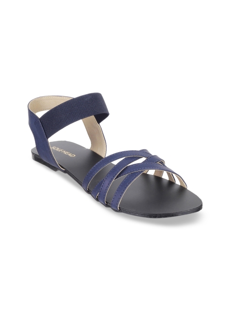 

SOLE HEAD Women Navy Blue Solid Open Toe Flats