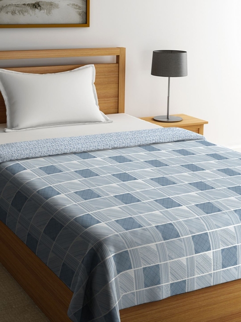 

Portico New York Blue & White Geometric AC Room 120 GSM Single Bed Dohar
