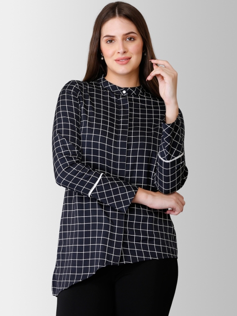 

FableStreet Women Black & White Regular Fit Checked Formal Shirt