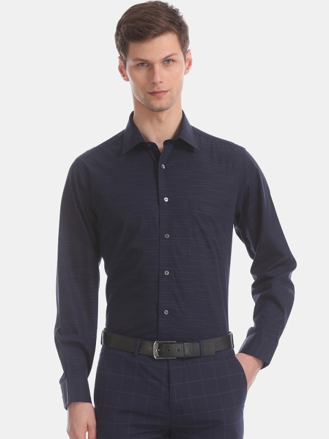 

Arrow Men Blue Regular Fit Self Design Formal Shirt