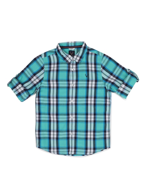 

Allen Solly Junior Boys Blue & White Regular Fit Checked Casual Shirt