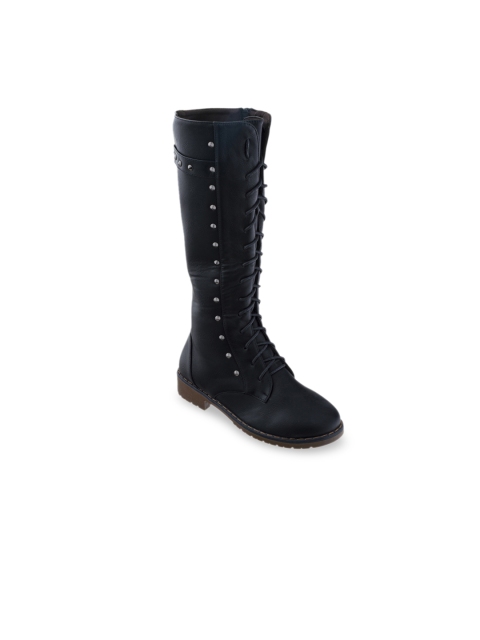 

SHUZ TOUCH Women Black Solid Heeled Boots