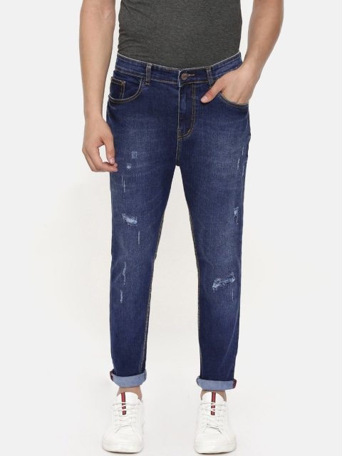 

CINOCCI Men Blue Slim Fit Mid-Rise Low Distress Jeans