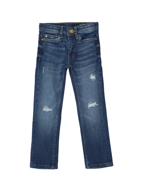 

Allen Solly Junior Boys Navy Blue Regular Fit Mid-Rise Mildly Distressed Stretchable Jeans