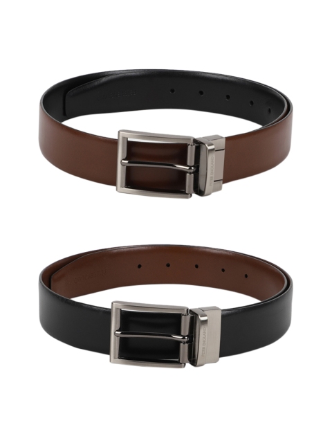 

Peter England Men Black Solid Reversible Leather Belt