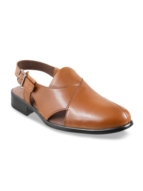 

Mochi Men Tan Brown Leather Shoe-Style Sandals
