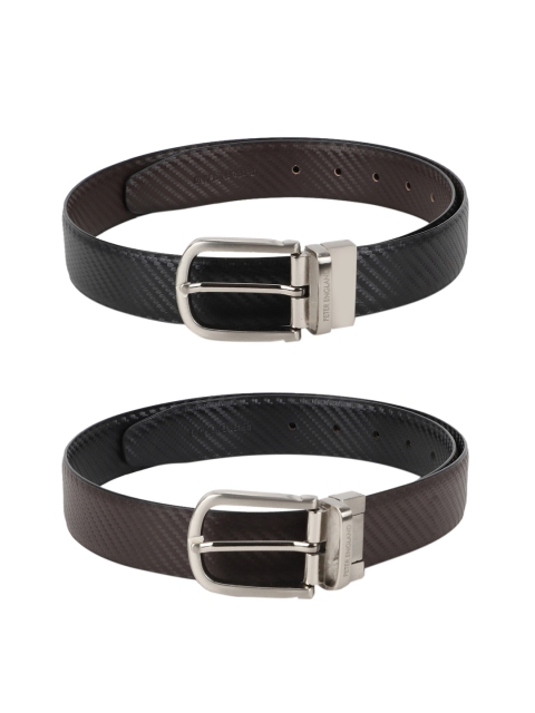 

Peter England Men Black & Brown Textured Reversible Leather Belt