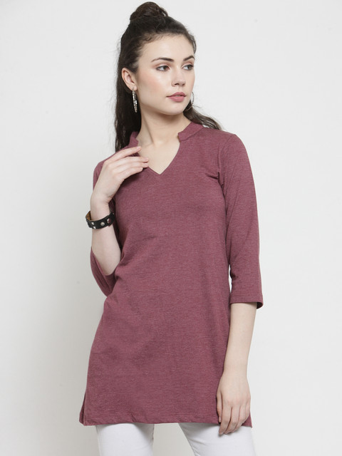 

Kalt Women Mauve Solid Knitted Tunic
