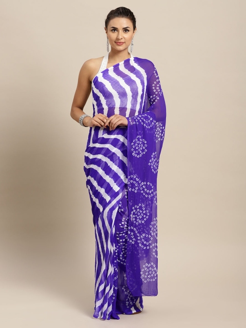 

Mitera Hand Dyed Blue Bandhani Silk Sustainable Saree
