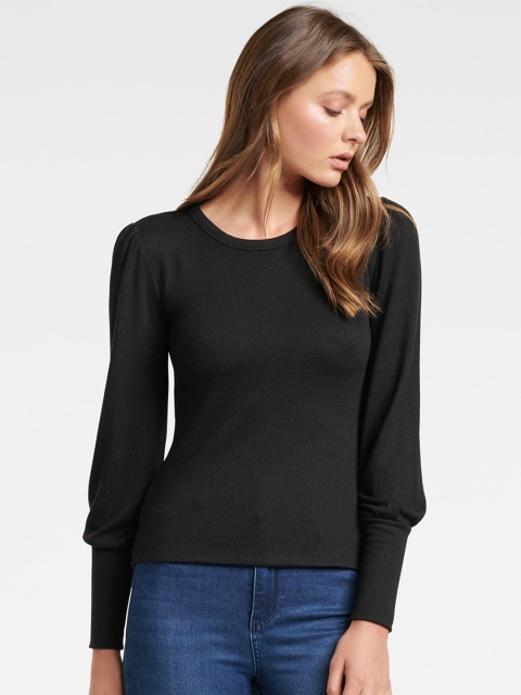 

Forever New Women Black Solid Fitted Top