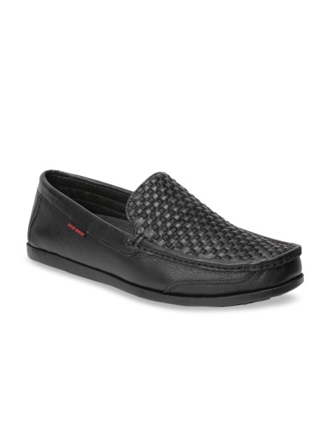 

Red Chief Men Black Woven Design Leather Formal Loafers