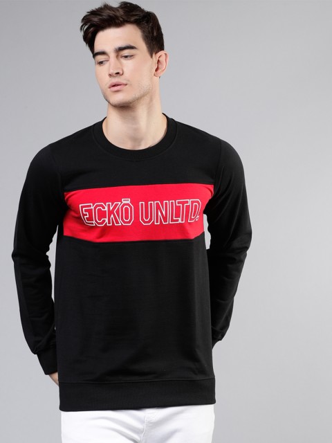 

Ecko Unltd Men Black & Red Solid Sweatshirt