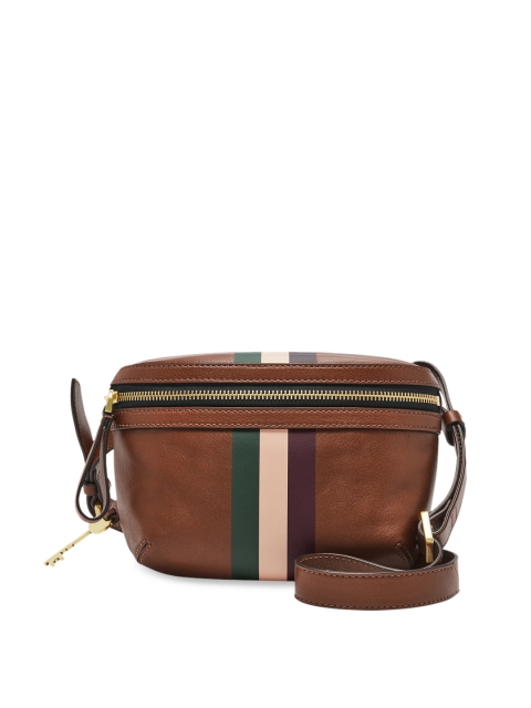 

Fossil Women Brown Striped Messenger Bag