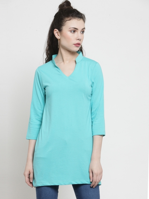 

Kalt Women Turquoise Blue Solid Knitted Tunic