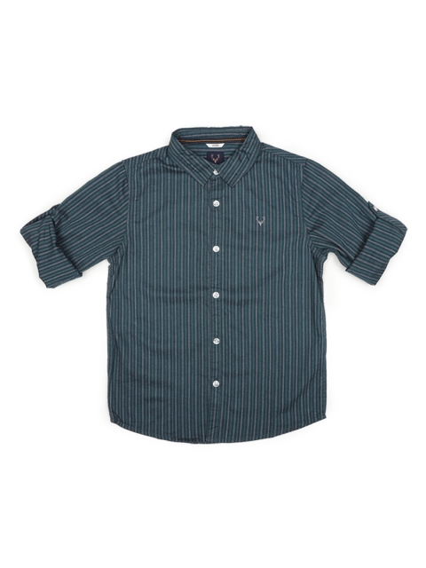 

Allen Solly Junior Boys Teal Green & Grey Regular Fit Striped Casual Shirt