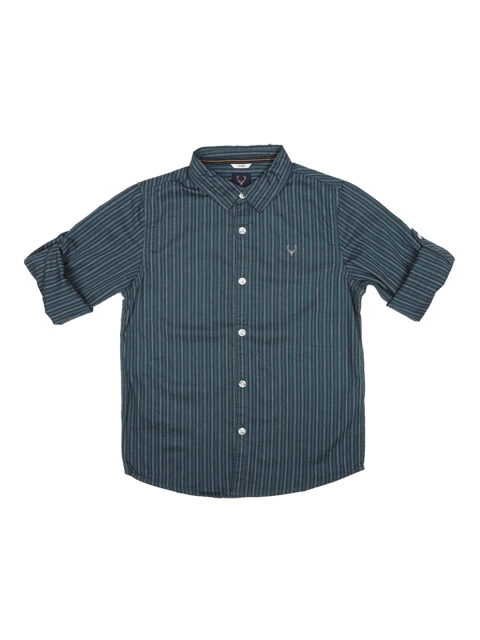 

Allen Solly Junior Boys Teal Green & Grey Regular Fit Striped Casual Shirt