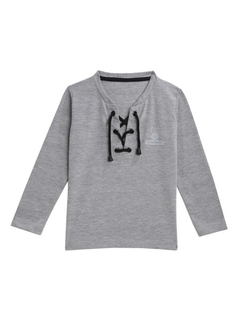 

KIDSCRAFT Boys Grey Melange Solid Mandarin Collar T-shirt