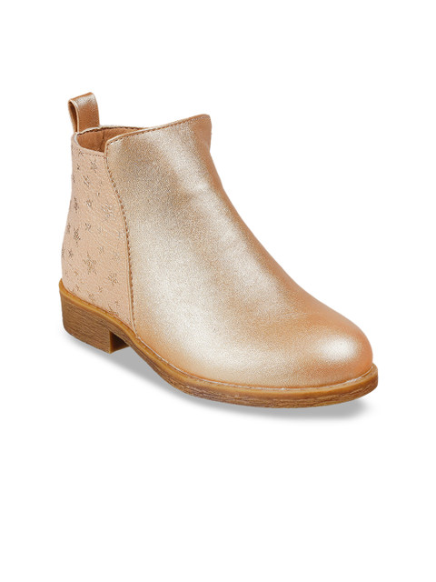 

Kittens Girls Gold-Toned Printed Synthetic Mid-Top Flat Boots