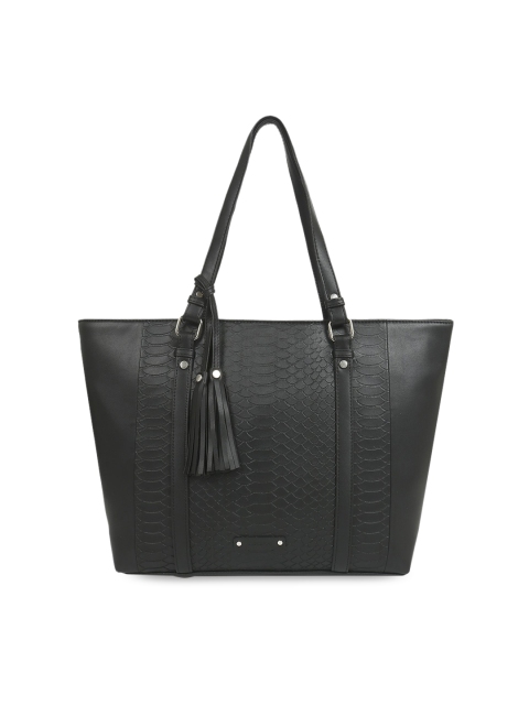 

Toteteca Black Crocodile Skin Textured Textured Shoulder Bag