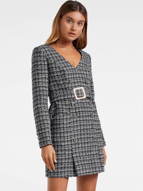 

Forever New Women Grey Checked Sheath Dress