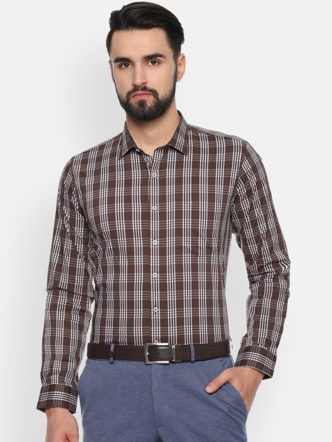 

Van Heusen Men Brown & White Slim Fit Checked Formal Shirt
