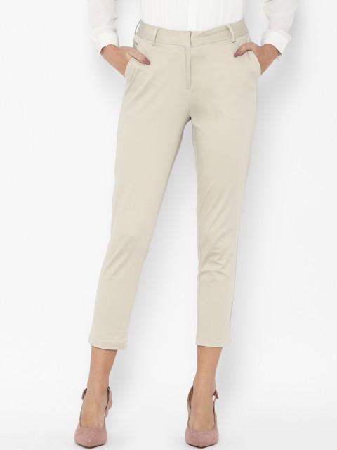

Allen Solly Woman Beige Regular Fit Solid Cigarette Trousers