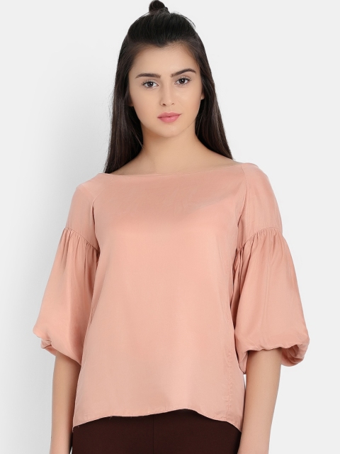 

COVER STORY Women Peach Solid A-Line Top