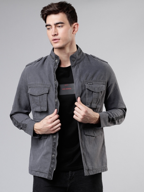 

Ecko Unltd Men Grey Solid Denim Jacket