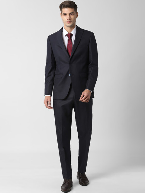 

Peter England Men Navy Blue Self-Design Single-Breasted Slim-Fit Suit