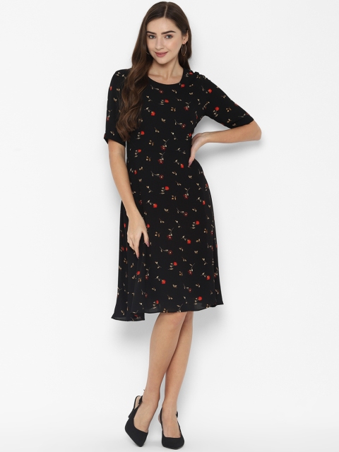 

Allen Solly Woman Black & Red Printed Fit and Flare Dress