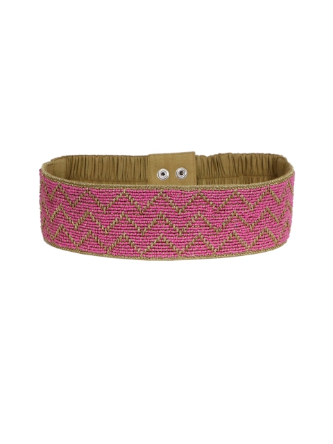 

Diwaah Women Pink & Gold-Toned Textured Belt