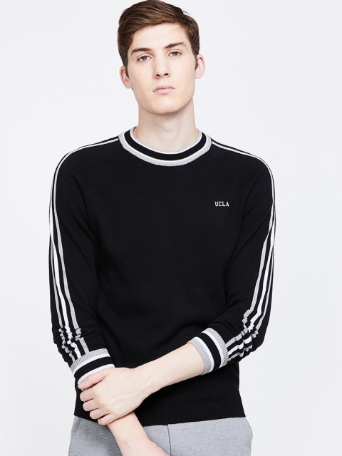

UCLA Men Black Striped Pullover Sweater