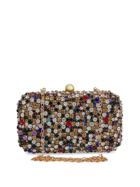 

Tarini Nirula Multicoloured Embellished Box Clutch, Silver