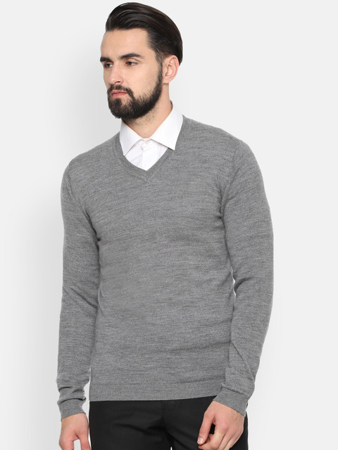 

Van Heusen Men Grey Solid Pullover Sweater